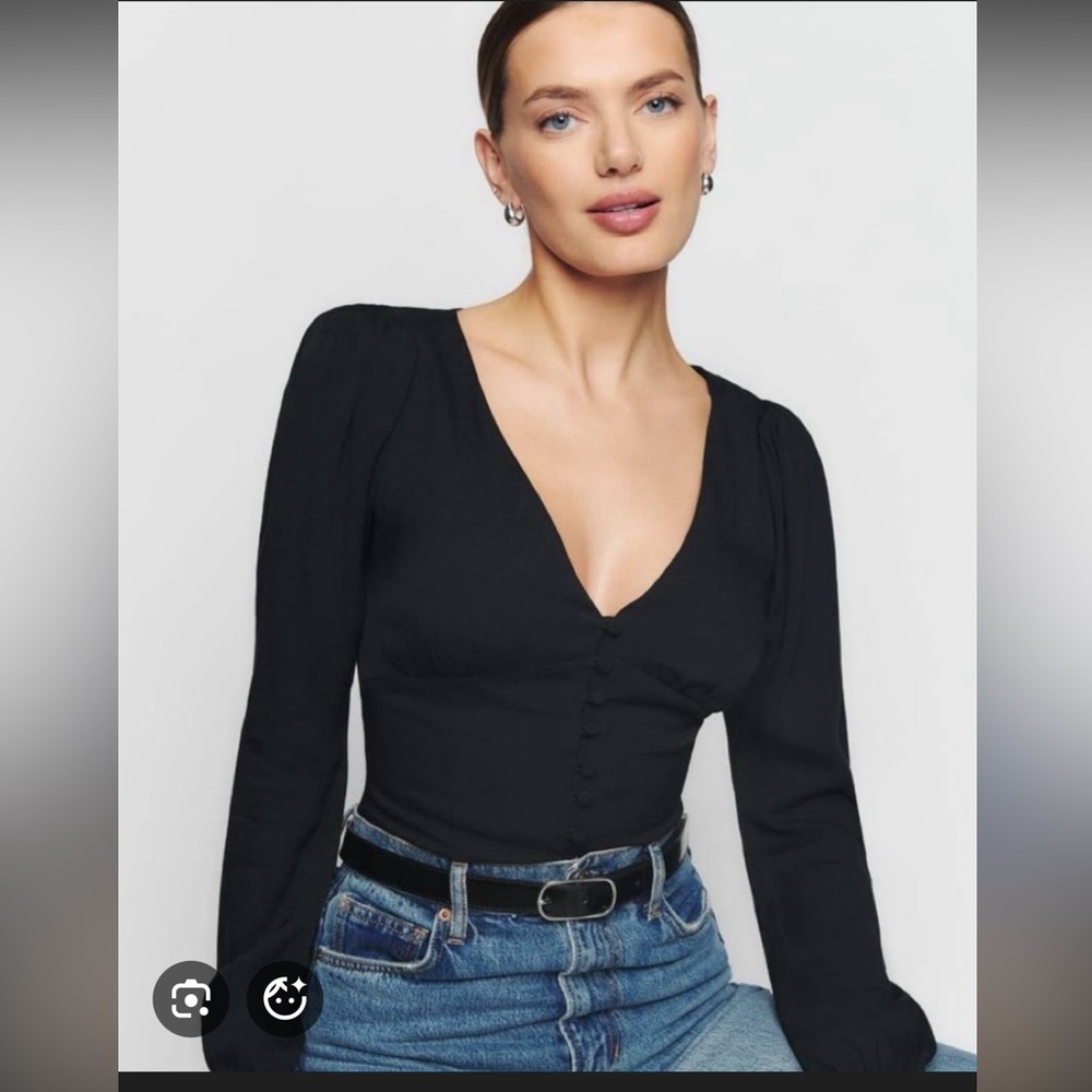Reformation Nell Top Black Satin